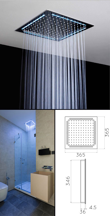 Square Ceiling Shower Head with Lights (77U)