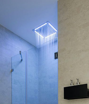 Square Ceiling Shower Head with Lights (77U)