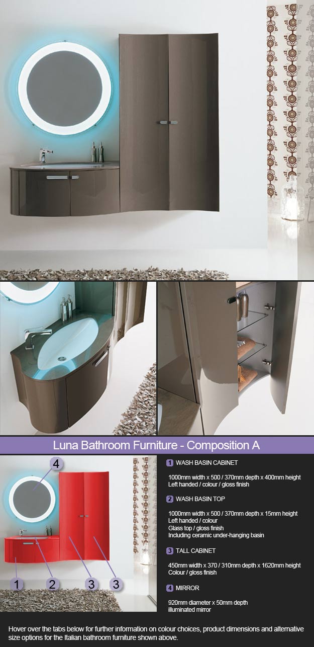Luna Bathroom Furniture - Room Set 1 (1A)