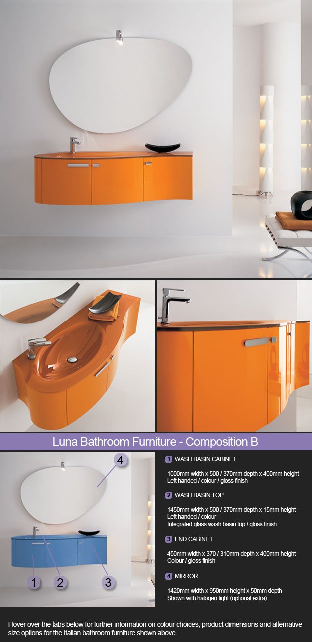 Luna Bathroom Furniture - Room Set 2 (1B)
