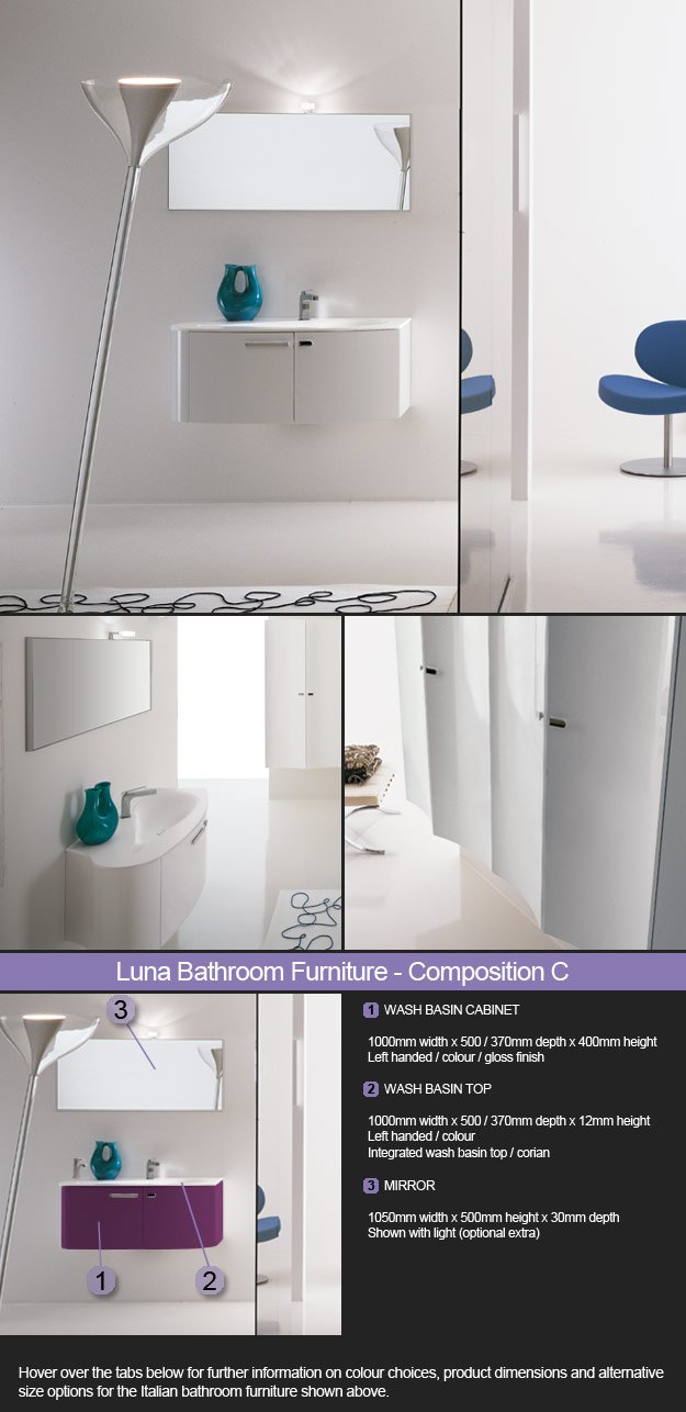 Luna Bathroom Furniture - Room Set 3 (1C)