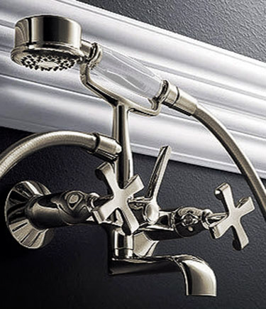 Piccadilly Nickel Bath Filler Taps with Shower (40DN)