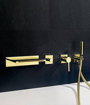 Waterblade Gold Wall Mounted Bath Tap & Shower (38DD)
