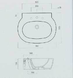 Florence Wall Hung Bathroom Wash Basin (50)