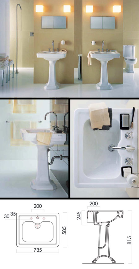 Traditional Basin With Pedestal (24W)