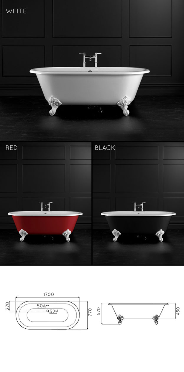 <span style='font-size: 14px; color: #808080;'>Victorian Double Ender Victorian Roll Top Bath with Ball and Claw Feet (202)</span>