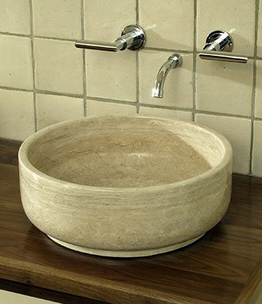 Round Travertine Basin (66C)