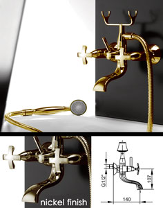 Coox Gold Bathroom Bath Filler with Shower Set (363A)