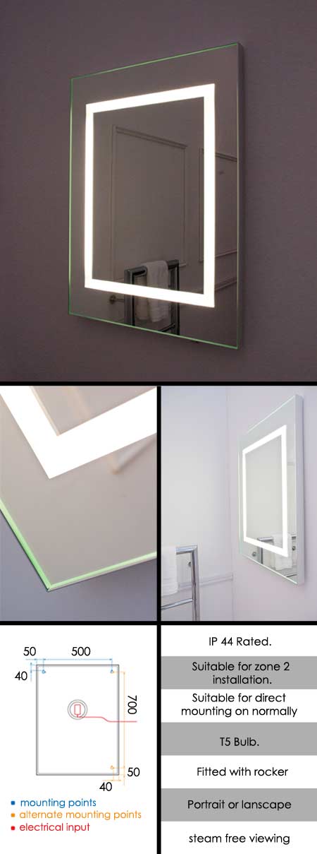 Halo Illuminated Bathroom Heated Mirror (63C)