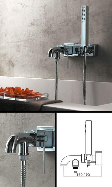 Cube Wall Mounted Bath Tap with Shower (40D)