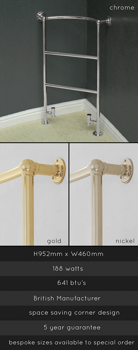Corner Floor Mounted Bathroom Heated Towel Rail (133)