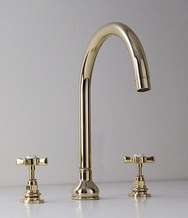 Gold 3 Piece Basin Tap Set (43CC)