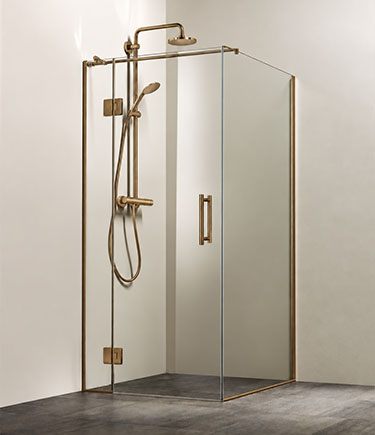 Contemporary Frameless Antique Brass Shower Enclosure 