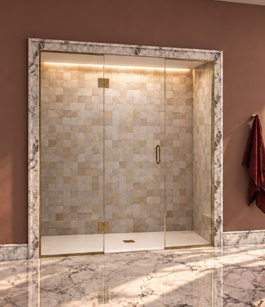 Grande View Antique Brass 3 Panel Shower Partition