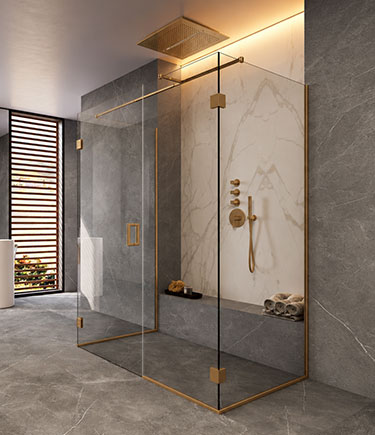 Open View Antique Brass Shower Enclosure