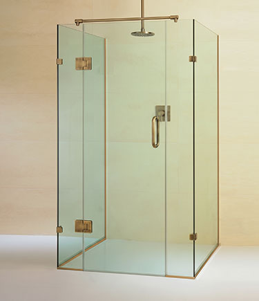 Goldfish Bowl Antique Brass Frameless Glass Enclosure