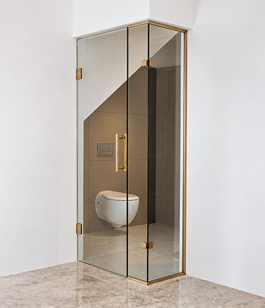 Uber Modern Antique Brass Semi Shower Enclosure 