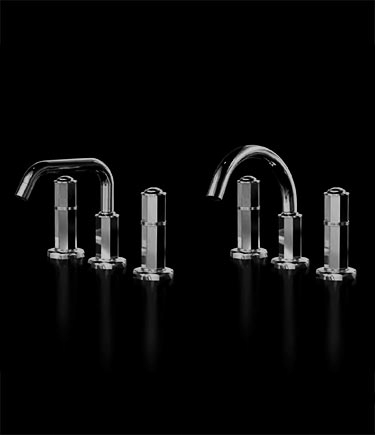 Art Deco Black Chrome 3-Piece Deck Basin Tap (61BKE)