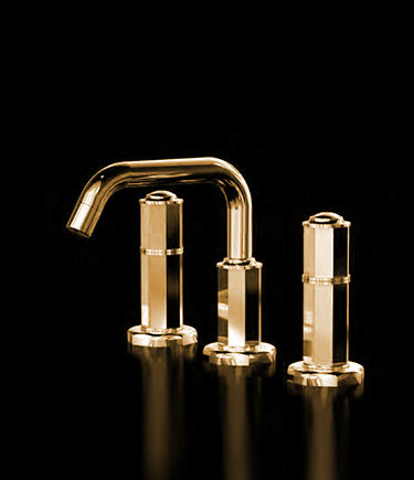 Art Deco Gold 3-Piece Deck Basin Tap (61GE)