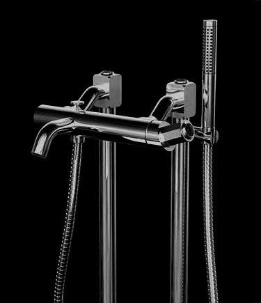 Art Deco Black Chrome Freestanding Bath Tap (61BKH)