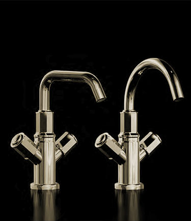 Art Deco Brass Two-Handle Basin Mixer (61BD)