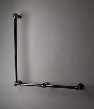 Ball Jointed Black Chrome L-Shaped Grab Bar (153LBC)