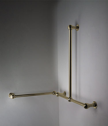 Ball Jointed Brass Corner L-Shaped Grab Rail (153PBR)