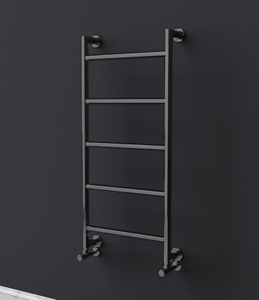 Art Deco Black Chrome Wall Mounted Heated Towel Rail (HX2BC)