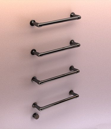 Black Chrome Classic Floating Towel Bar Radiator (166BC)