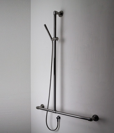Black Chrome Classic Jointed T Support Shower Column Grab Bar (170BC)