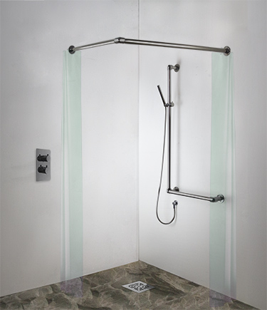 Black Chrome Classic Jointed Corner Shower Curtain Rail (168BC) 