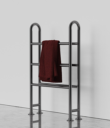 Modern Horse Black Chrome Heated Towel Rail (57HBC)