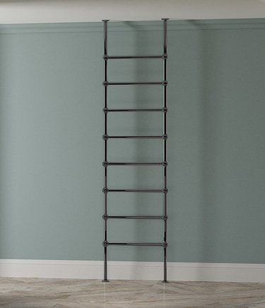 Black Chrome Floor to Ceiling Ball Jointed Towel Warmer (59QBC)