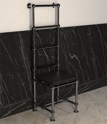 Black Chrome Hot Chair Ball-Jointed Heated Stability Seat & Towel Radiator (HC1BC)