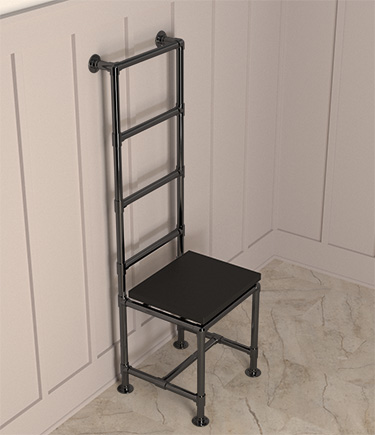 Black Chrome Hot Chair Classic Jointed Heated Towel Radiator Stability Seat (HC2BC)
