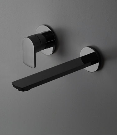 Kara Black Chrome Wall Basin Tap (74BB)