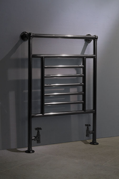 Old Century Heated Black Chrome Towel Rail 57FBC