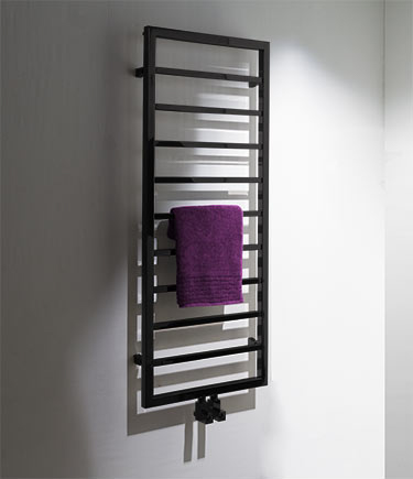 Plaza Black Chrome Heated Towel Rail (174BC)