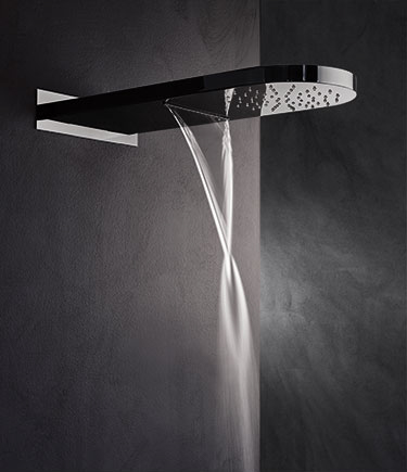 Pure Black Chrome Rain & Waterfall Shower Head (75CBK)