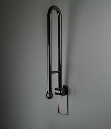Black Chrome Removable Hinged Grab Bar With Ball Stopper (155BC)