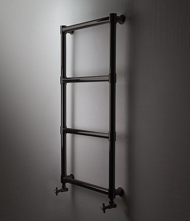 Round Chunky Black Chrome Heated Towel Rail (172BC)