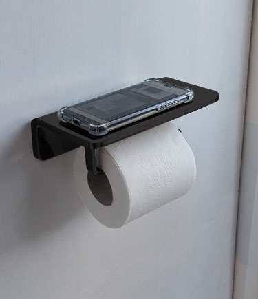 Spa Black Chrome Toilet Roll & Phone Holder (162CBL)