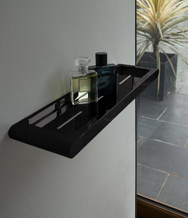 Spa Black Chrome Bathroom Shelf (162DBL)