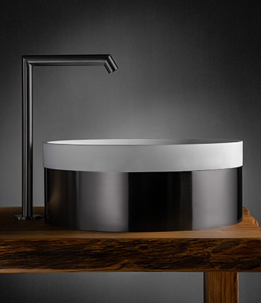 Black Chrome Band Mineral Marble Basin (BA1BC)