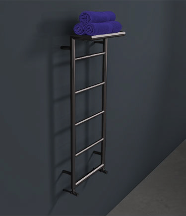 Shelf Black Chrome Towel Radiator with Storage Rack (58CBC)