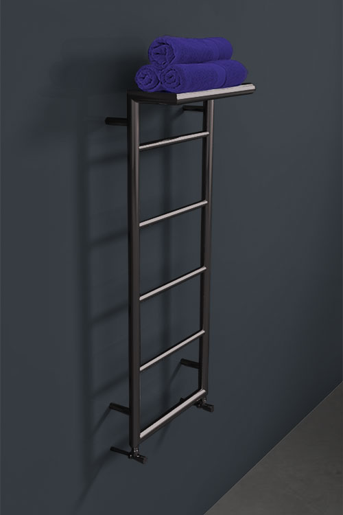 Shelf Black Chrome Towel Rail with Top Rack Livinghouse