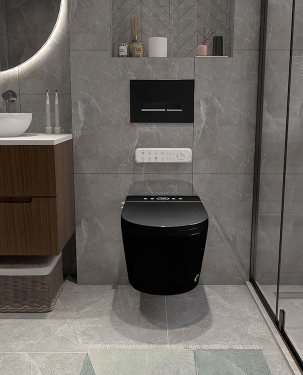 Black Electronic Wall Hung Smart Toilet (SB1)