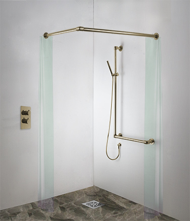 Brass Classic Jointed Corner Shower Curtain Rail (168BR) 