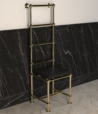 Brass Hot Chair Ball-Jointed Heated Stability Seat & Towel Radiator (HC1BR)