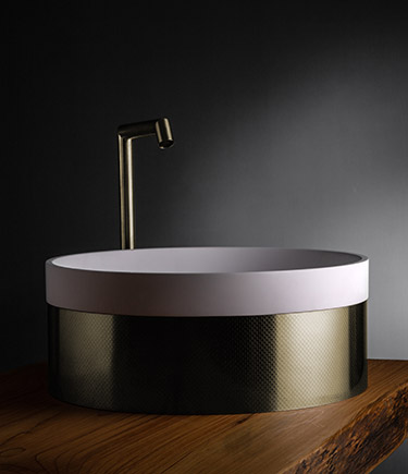 Brass Finish Band Mineral Marble Basin (BA1BR)
